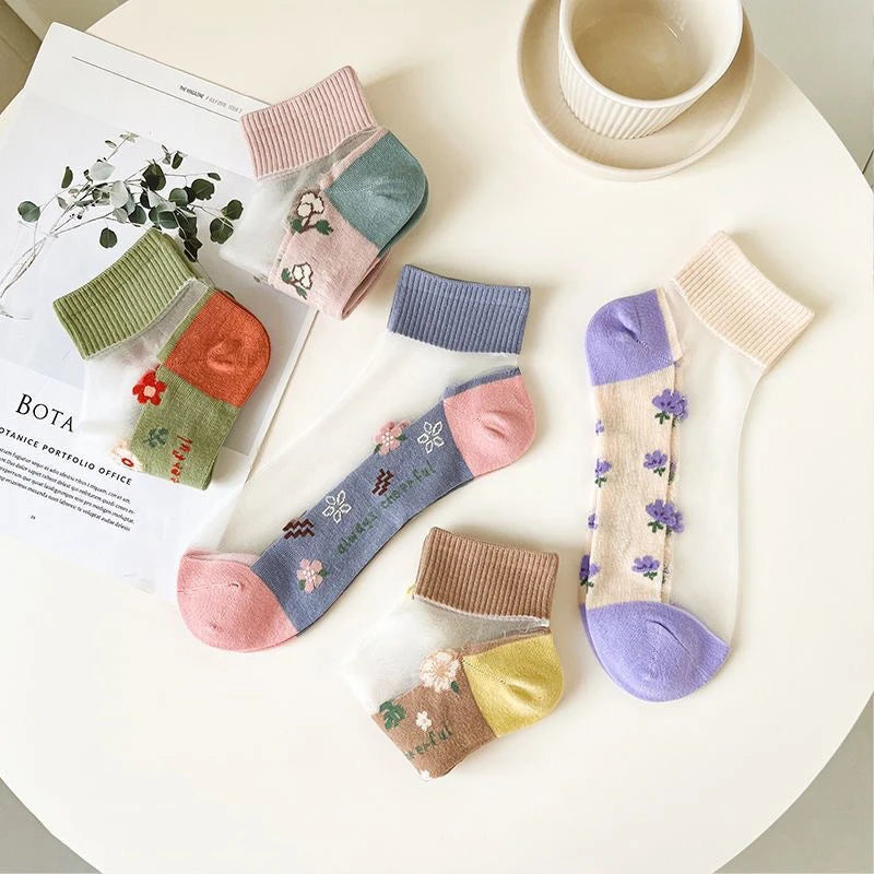 5 Pairs Women's Breathable Invisible Thin Socks – Summer Women's Socks Axl D One Size