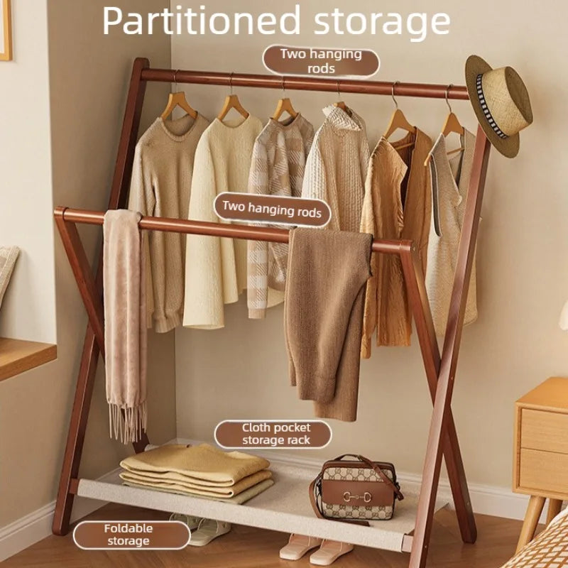 Folding Bamboo Coat Rack – Freestanding Floor Clothes Hanger Folding Coat Rack Axl