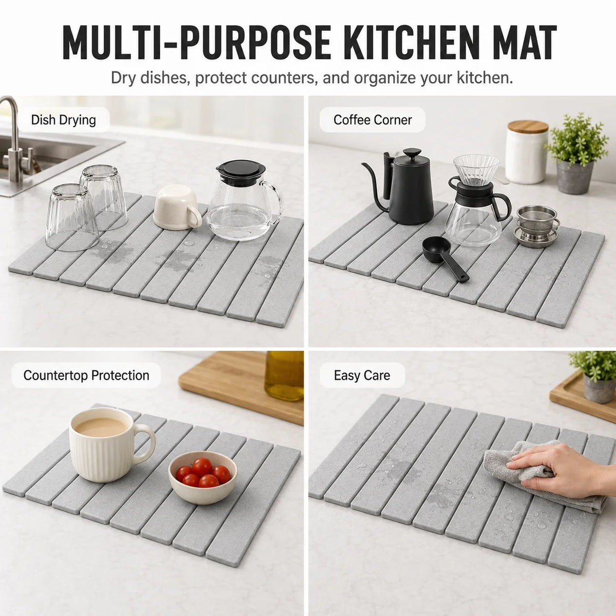 Foldable Diatomite Dish Drying Mat – Fast-Absorbing Stone Pad Dish Drying Mat Axl