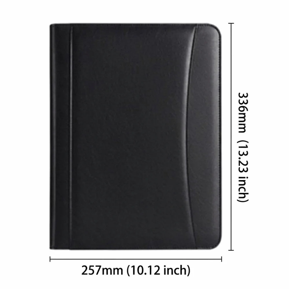 A4 PU Leather Padfolio – Waterproof Zipper Document Organizer Leather Padfolio Axl