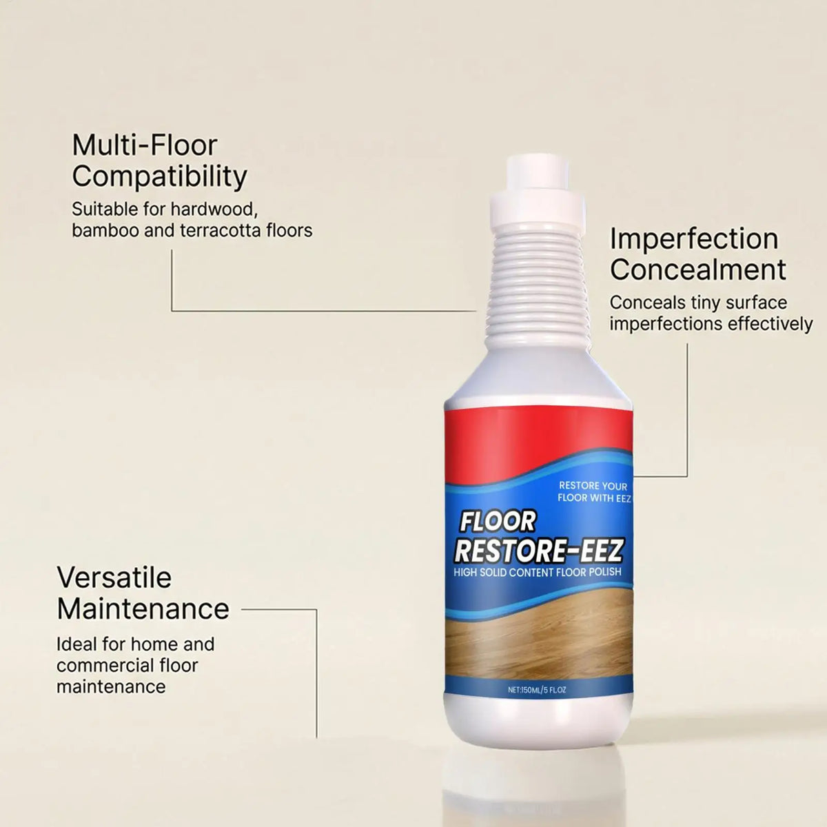 Wood Floor Restore & Polish Solution 150ml | Gloss Renewal Floor Polish Solution Axl