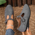 Women's Mary Jane Flats – Retro Buckle Strap Plus Size Shoes Mary Jane Flats Axl GRAY 37