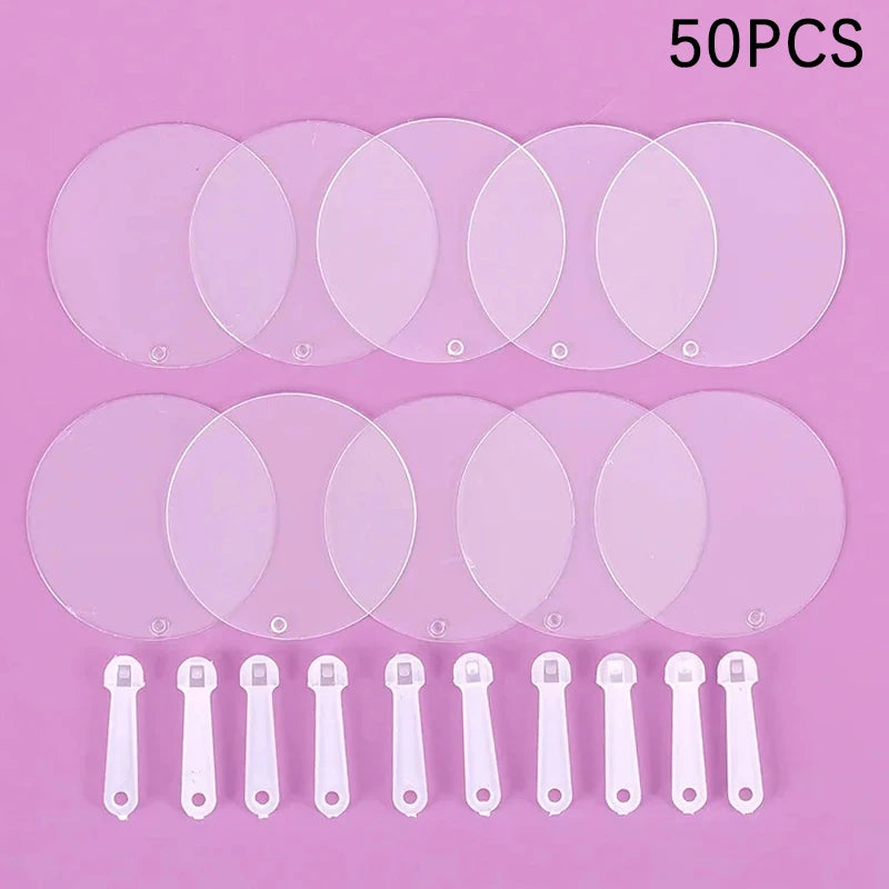 50Pcs Mini Transparent Blank Fans – DIY Art & Party Favors DIY Craft Fan Set Axl 50PCS