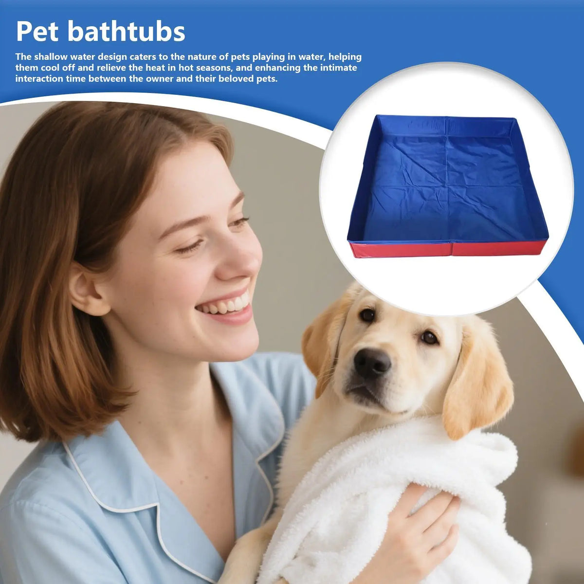 Foldable PVC Pet Pool – Dog & Cat Wading Bathing Tub 50x50cm Pet Wading Pool Axl