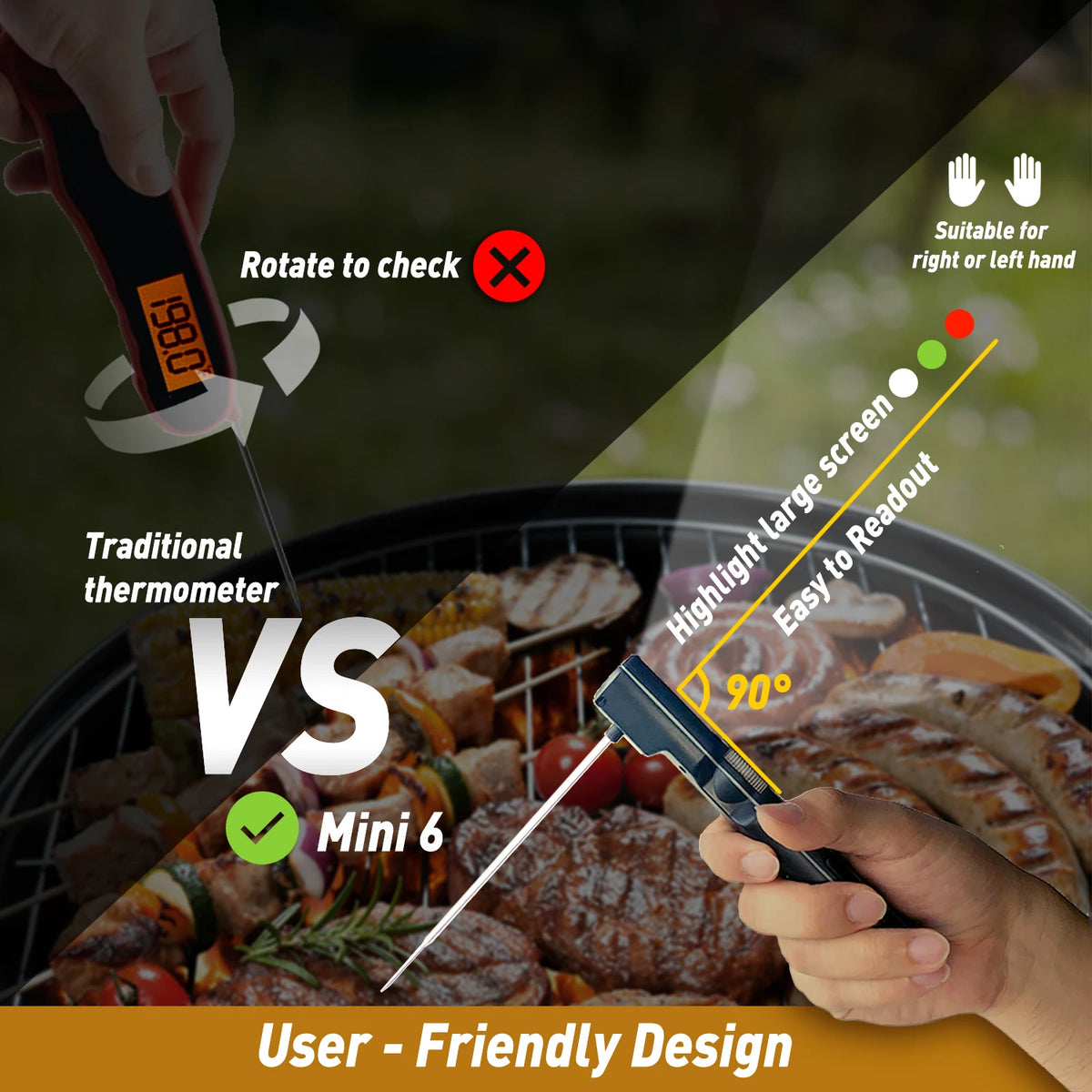 Instant Read Meat Thermometer – LCD Digital BBQ & Kitchen Kitchen Thermometer Axl
