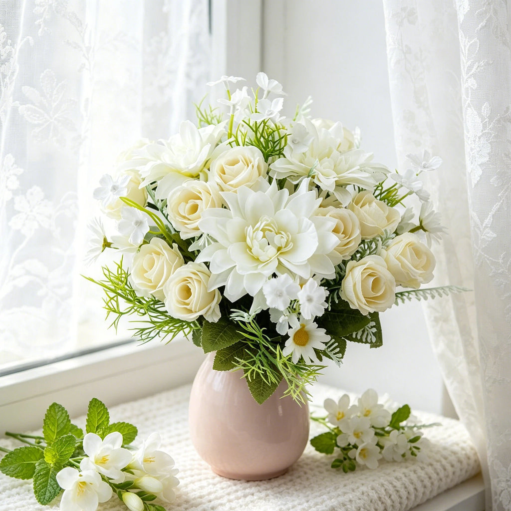 Artificial Silk Dahlia Rose Bouquet – Wedding & Home Decor Artificial Flower Bouquet Axl