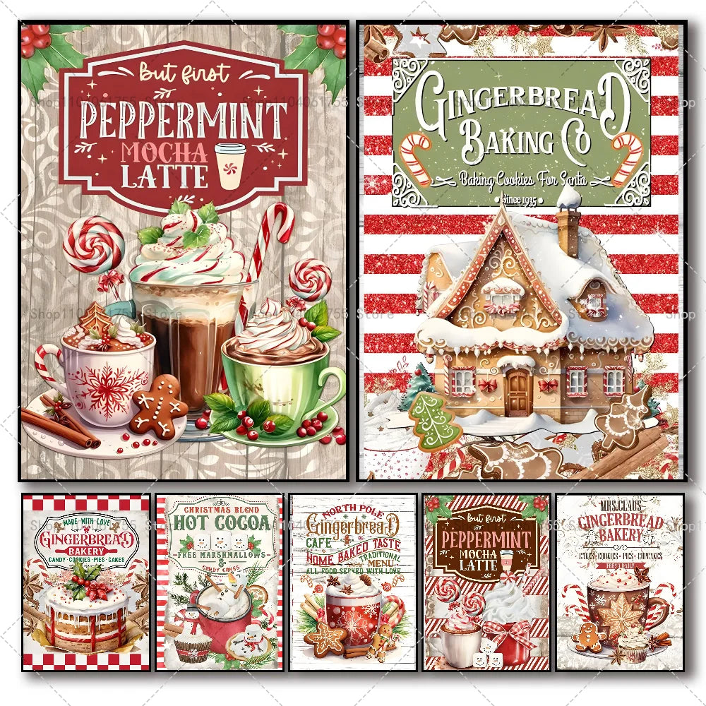 Christmas Hot Chocolate Gingerbread Wall Poster | Self-Adhesive Wall Art Poster Axl
