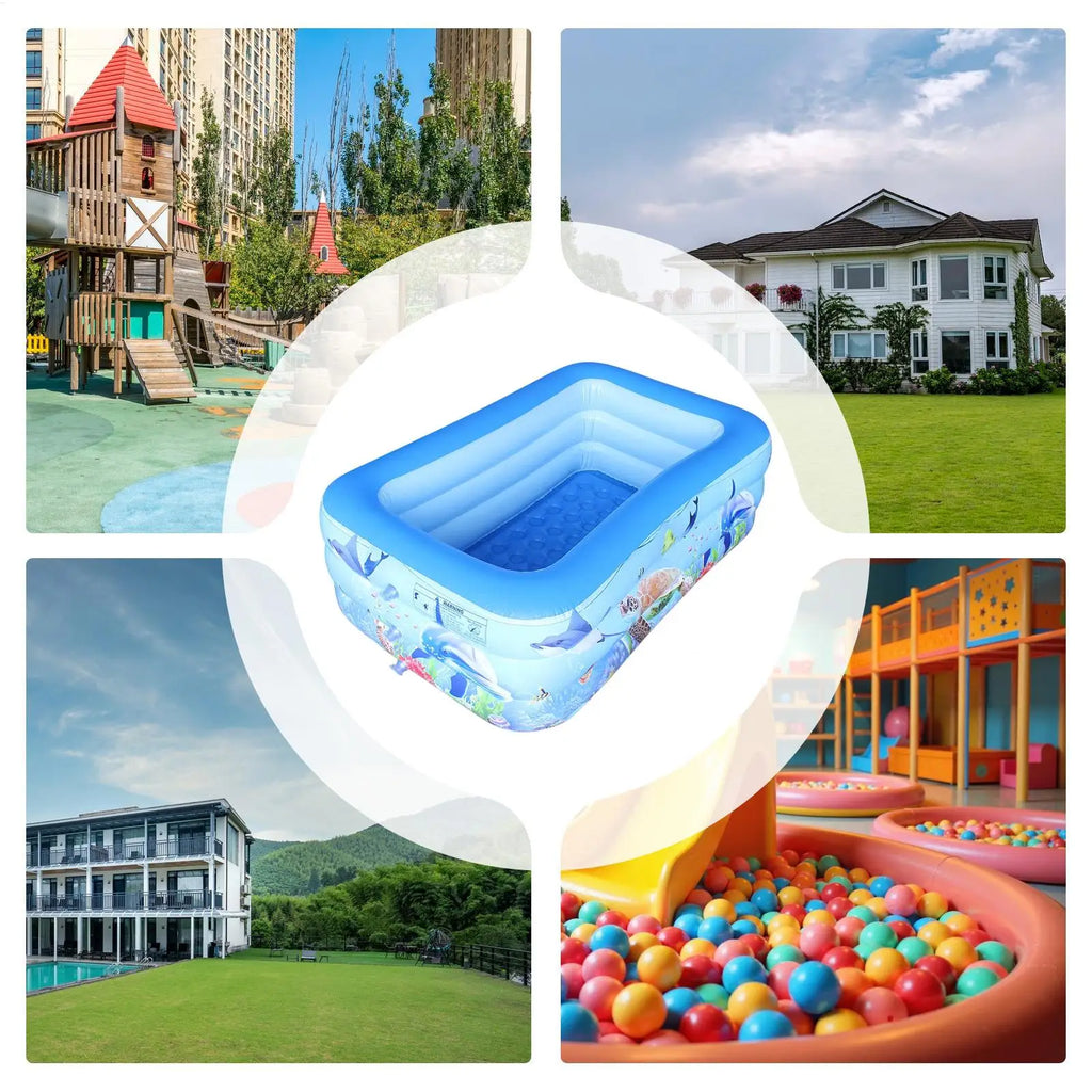 Inflatable Rectangle Kiddie Pool 140x90cm – Backyard & Camping Inflatable Kids Pool Axl