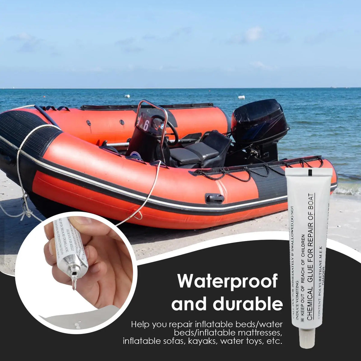 PVC Inflatable Boat Repair Glue 30ml – Kayak & Raft Adhesive Boat Repair Adhesive Axl