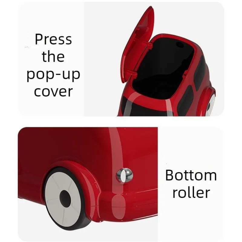 Cartoon Bus Trash Can – Large Retro Plastic Dustbin with Wheels Decorative Trash Can Axl