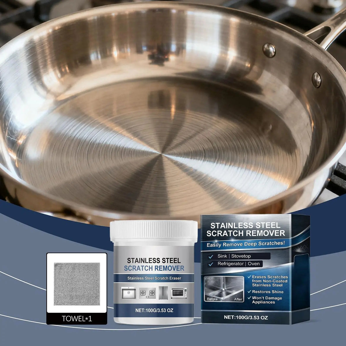 Stainless Steel Polish & Rust Remover Paste 100g | Sink Cleaner Metal Polishing Paste Axl