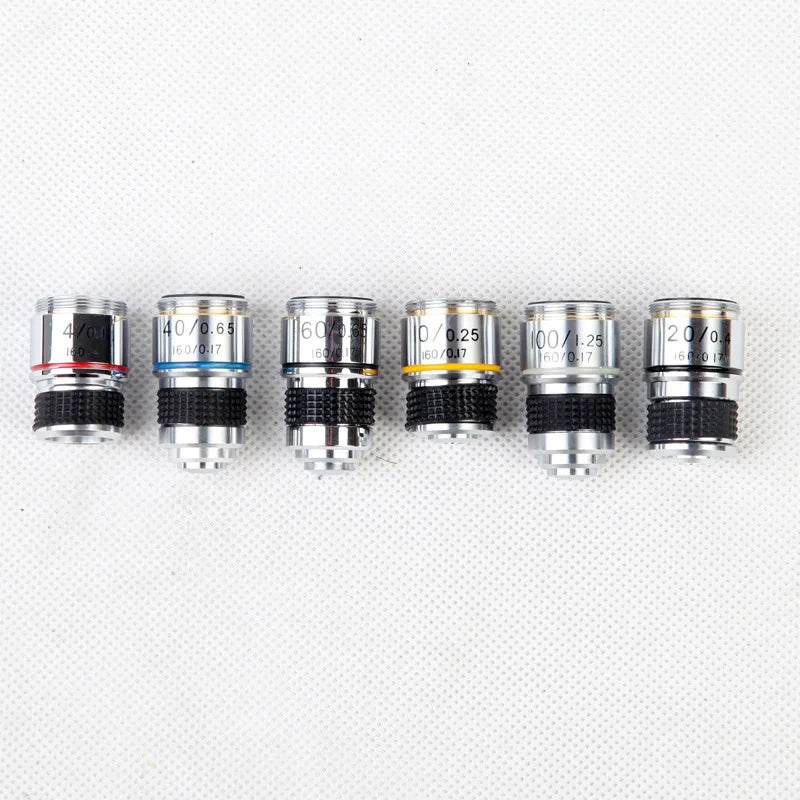 Achromatic Objective Lens Set 4X 10X 20X 40X 100X Microscope Microscope Objective Lens Axl