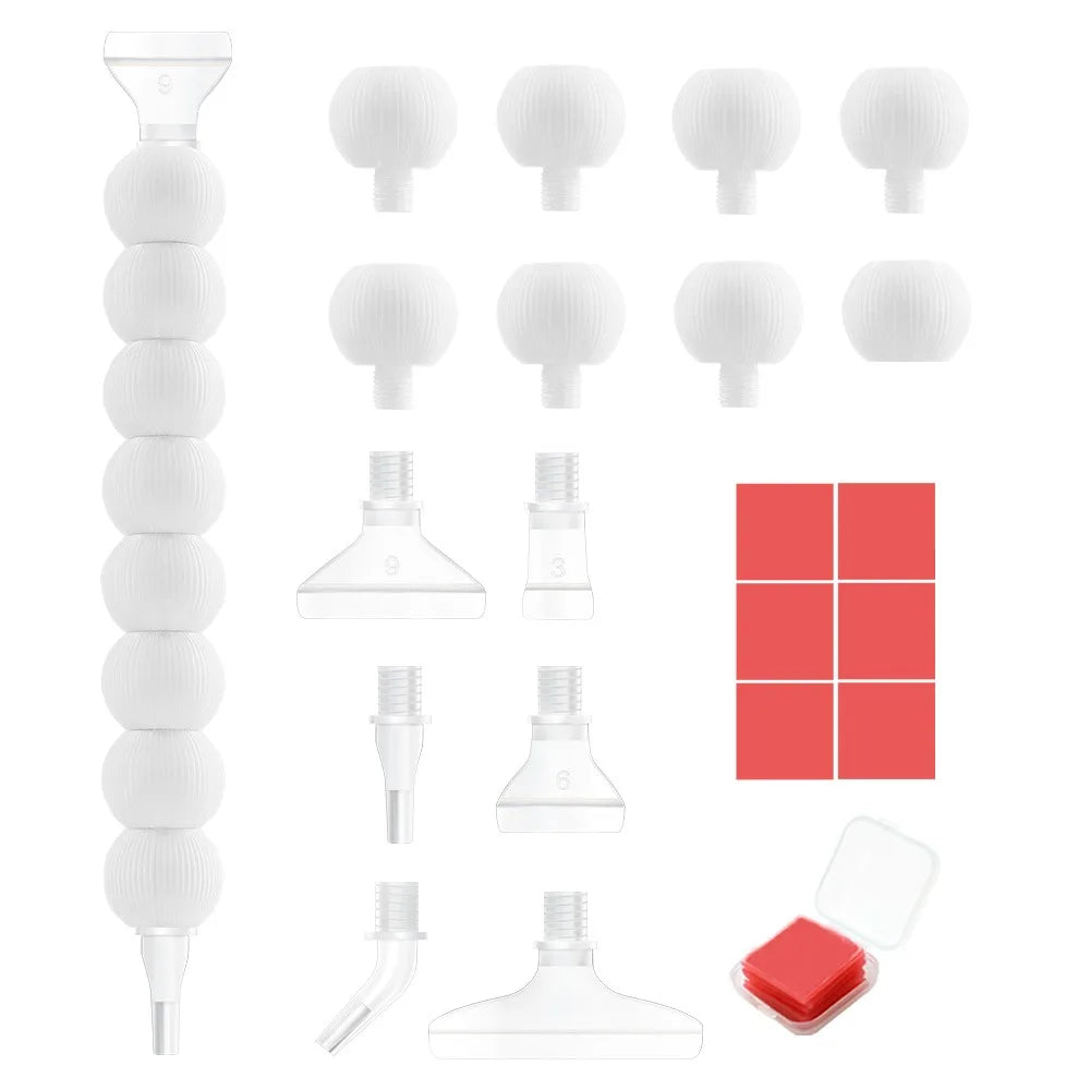 5D Diamond Painting Pen Kit – 12 Pen Tips & Clay Included Diamond Painting Tool Axl White-6Tips
