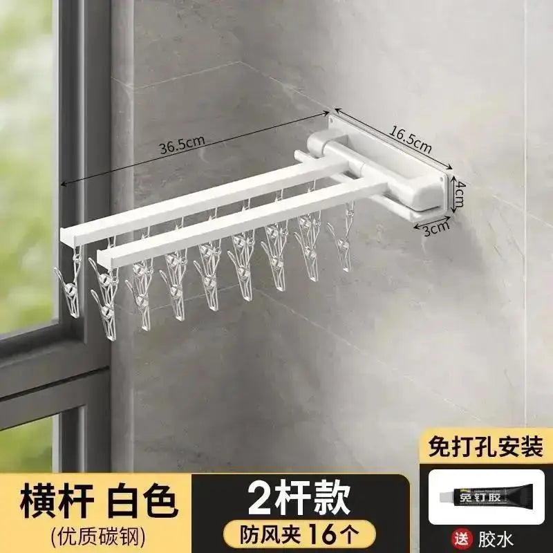 Folding Wall-Mounted Drying Rack – Punch-Free Multi-Use Folding Drying Rack Axl A-White-2