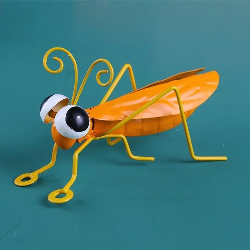 Colorful Metal Grasshopper Garden Sculpture & Outdoor Wall Art Garden Sculpture Axl YELLOW