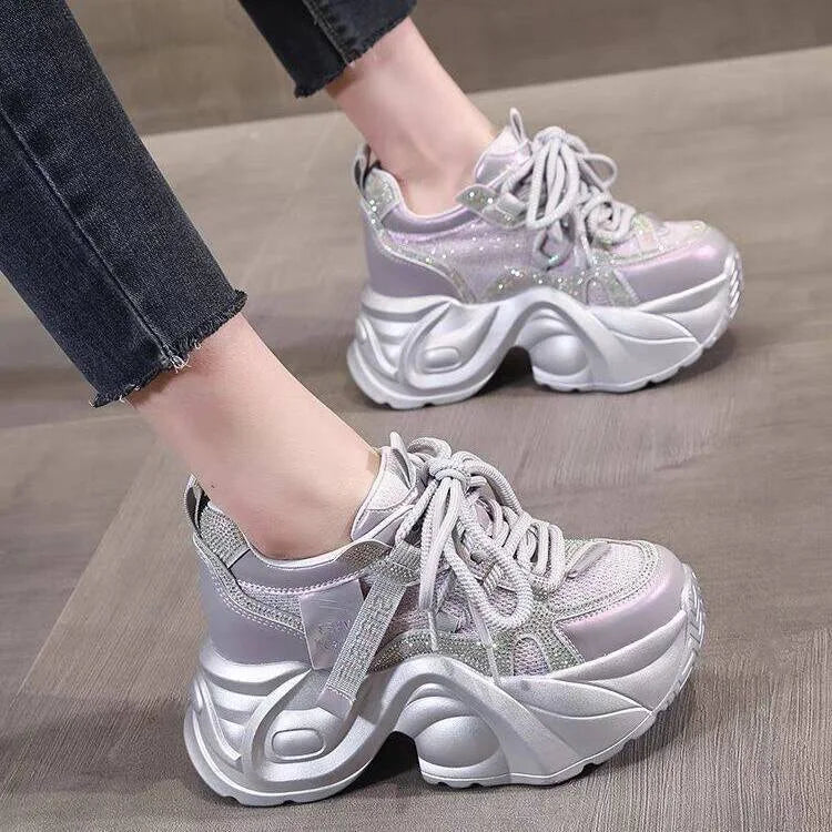 Women's Thick Platform Sneakers – Casual Breathable Fashion Shoes Platform Sneakers Axl Purple 39
