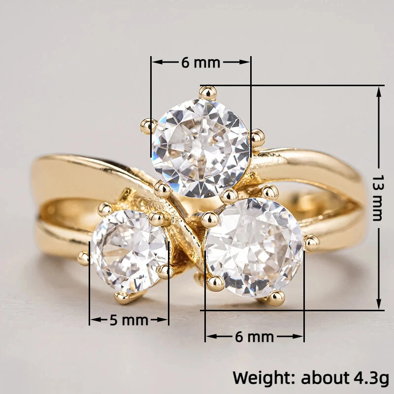 Huitan Triple CZ Ring for Women – Wedding & Engagement Jewelry CZ Fashion Ring Axl