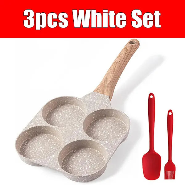 4-Cup Nonstick Granite Egg Pan – Omelette & Pancake Skillet Nonstick Egg Pan Axl 3pcs White Set