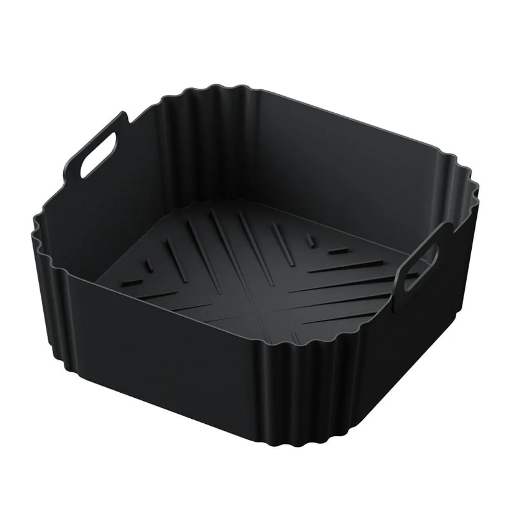 Silicone Air Fryer Liner 22.5cm – Non-Stick Reusable Basket Tray Air Fryer Liner Axl Black 1
