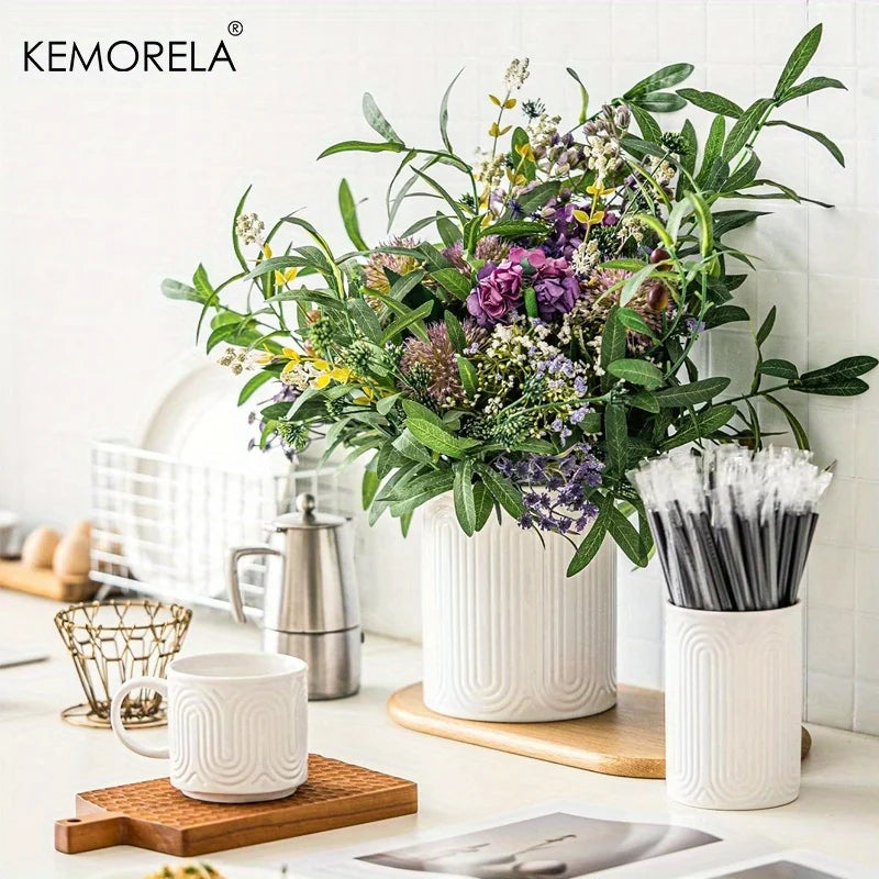 KEMORELA White Ceramic Utensil Holder | Kitchen Countertop Organizer Utensil Holder Axl