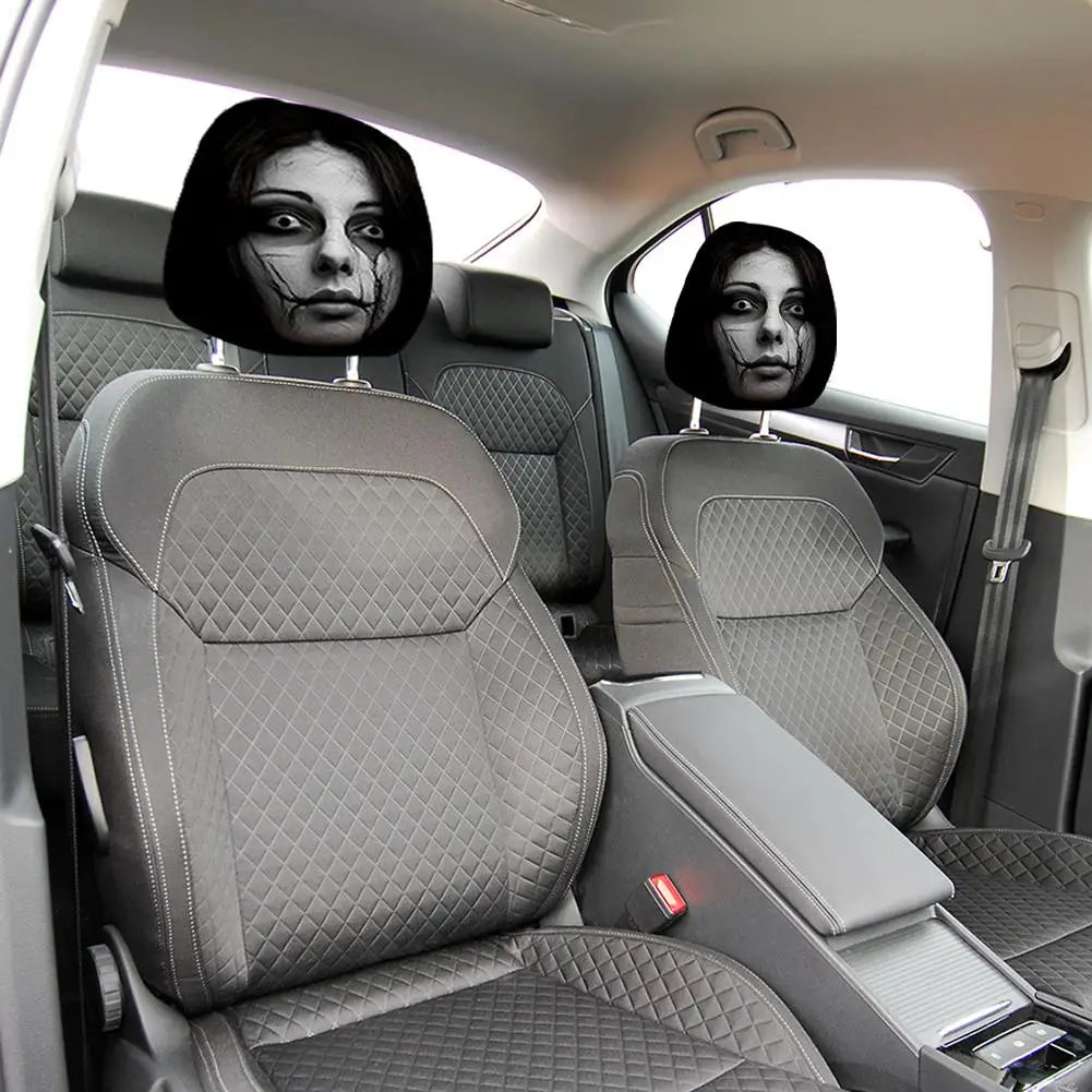 2-Pack Horror Car Headrest Covers | Universal Sedan SUV Truck Fit Car Headrest Cover Axl