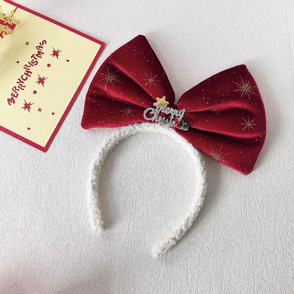 Sequin Christmas Headband – Red Bowknot & Star Hair Hoop Christmas Headband Axl Style 1