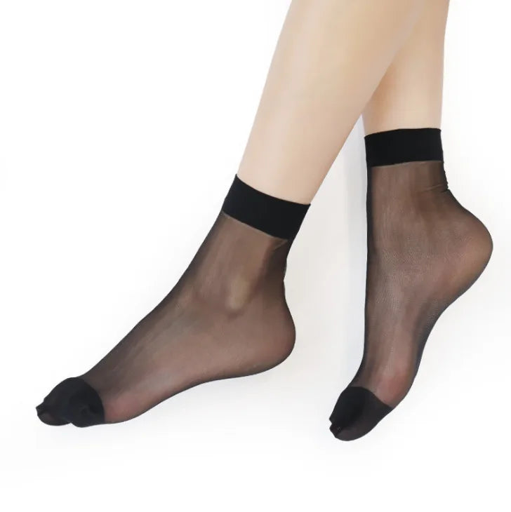10 Pairs Women's Sheer Low-Cut Stockings – Breathable Silk-Feel Women's Sheer Socks Axl