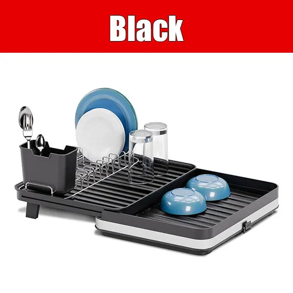 Expandable Dish Drying Rack with Drainboard & Wine Glass Holder Dish Drying Rack Axl Black