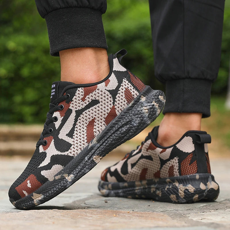 ZULIWAGN Men's Camo Mesh Sneakers – Lightweight & Breathable Men's Sneakers Axl Black 42