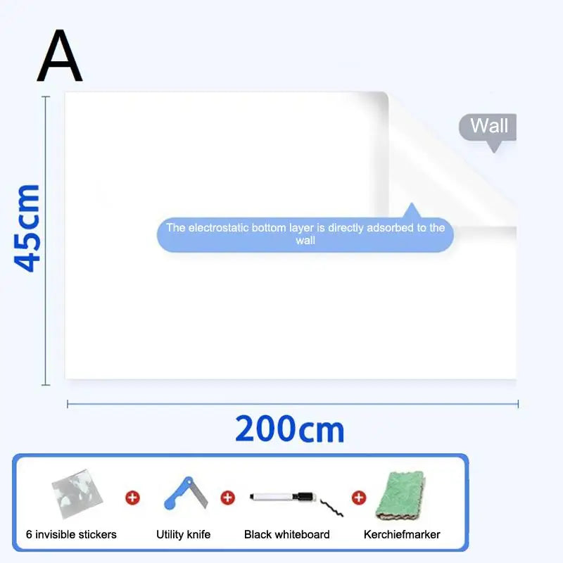 Reusable Electrostatic Whiteboard Wall Sticker – Erasable Roll Whiteboard Wall Sticker Axl 45cm