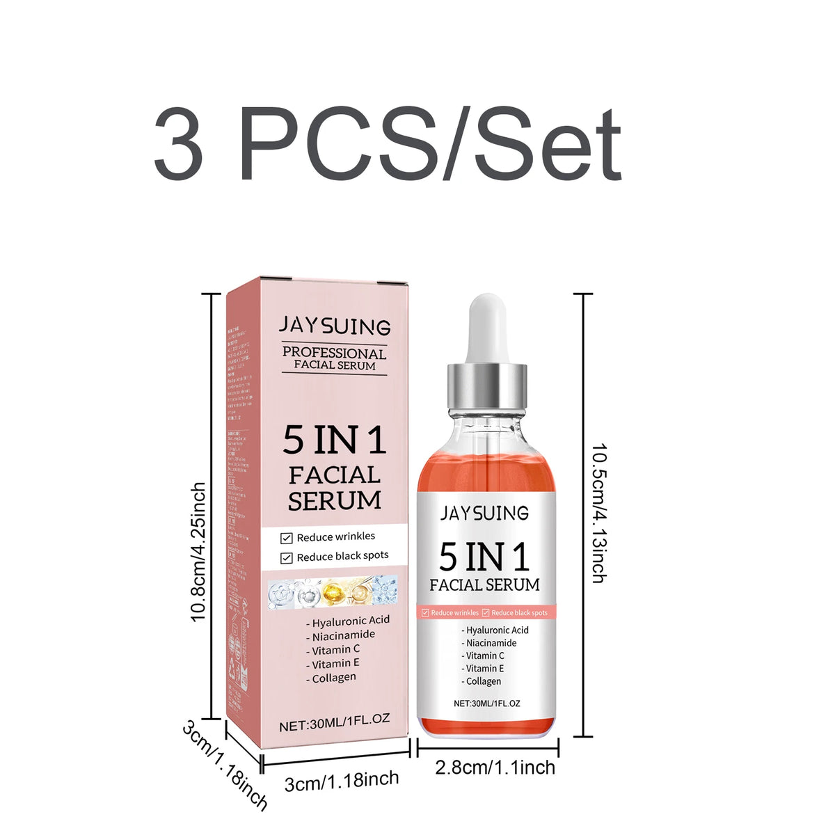 5-in-1 Facial Serum – Hyaluronic Acid, Niacinamide & Vitamin C Facial Serum Axl 3 PCS