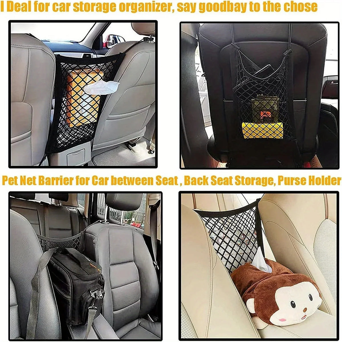 Auto-Adjust Pet Car Safety Barrier – Back Seat Mesh Guard Pet Car Barrier Axl