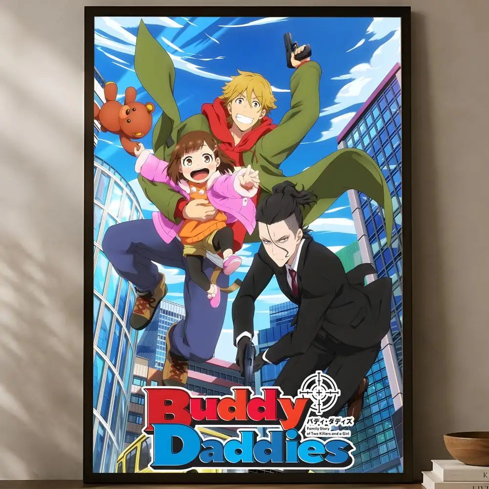Buddy Daddies Anime Poster – Self-Stick HD Waterproof Wall Art Anime Wall Poster Axl White02 15X20cmNoframe