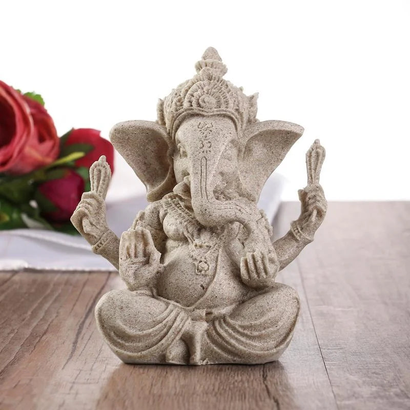 Ganesha Elephant Statue – Handmade Resin Sandstone Figurine Decorative Figurine Axl