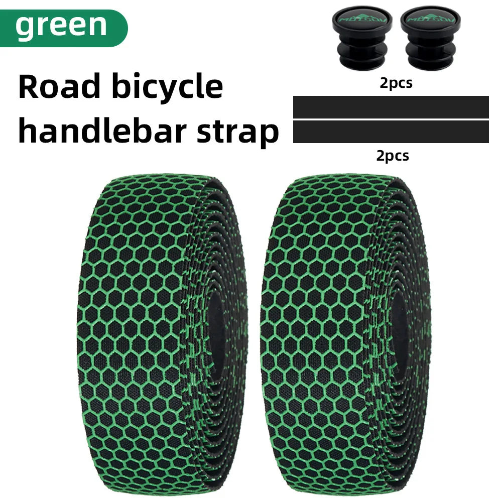 Road Bike Handlebar Tape – Honeycomb Silicone EVA Anti-Slip Wrap Bike Handlebar Tape Axl green
