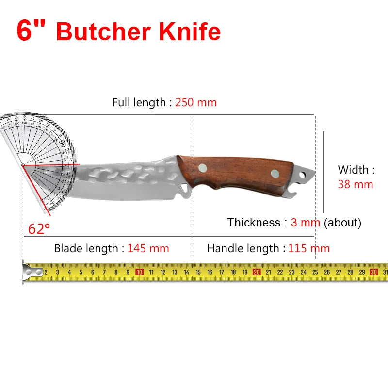 InLeung Handmade Stainless Steel Boning Knife – Chef Butcher Blade Boning Knife Axl