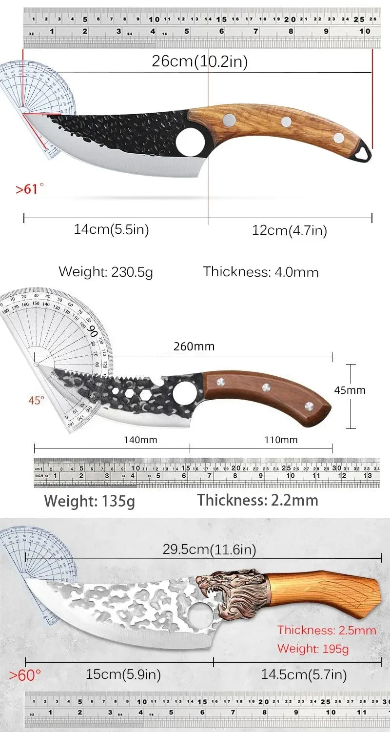 Stainless Steel Meat Cleaver & Chef Knife – Wooden Handle Kitchen Chef Knife Axl