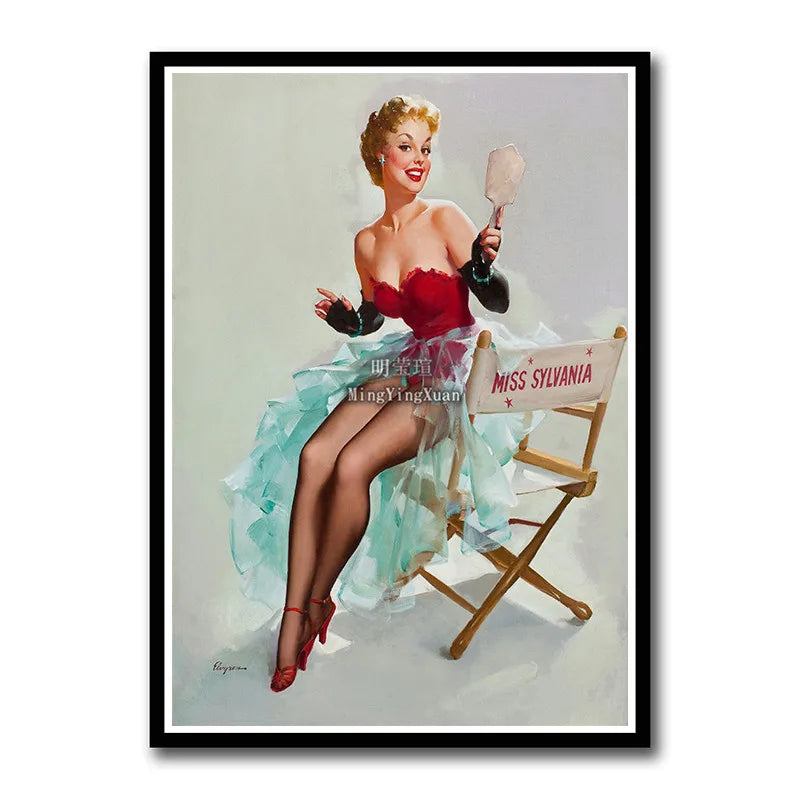 WWII Retro Girl Movie Poster – Vintage Wall Art Home Decor Retro Wall Poster Axl 14 42x30cm