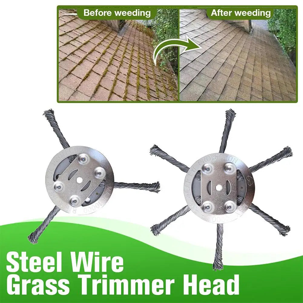 Steel Wire Wheel Grass Trimmer Head – 6" Weeding Brush Trimmer Head Brush Axl