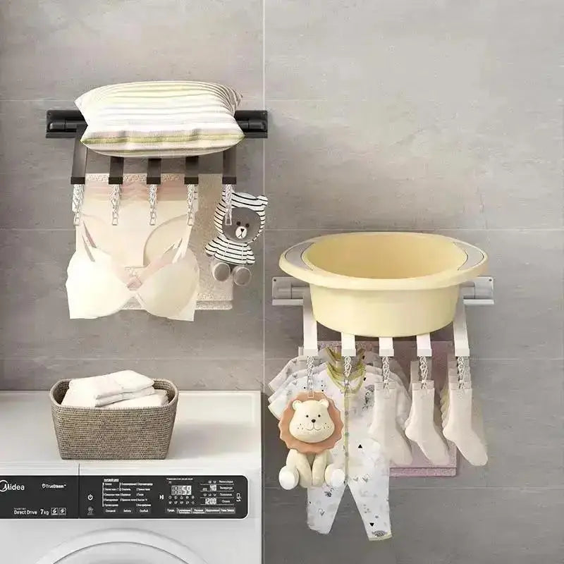 Folding Wall-Mounted Drying Rack – Punch-Free Multi-Use Folding Drying Rack Axl