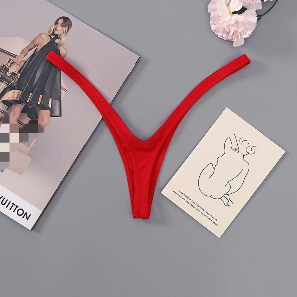 Women's Deep V Thong Panties – Cotton Lace Low Waist Bikini Women's Thong Panties Axl Red L One Size