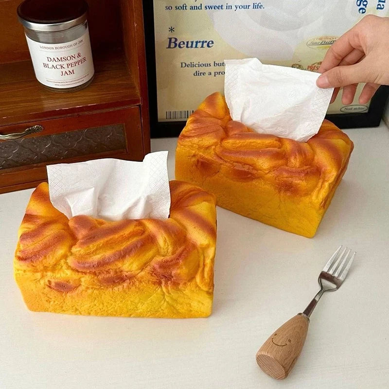 Bread Toast Tissue Box – Funny Novelty Napkin Holder Decor Novelty Tissue Holder Axl