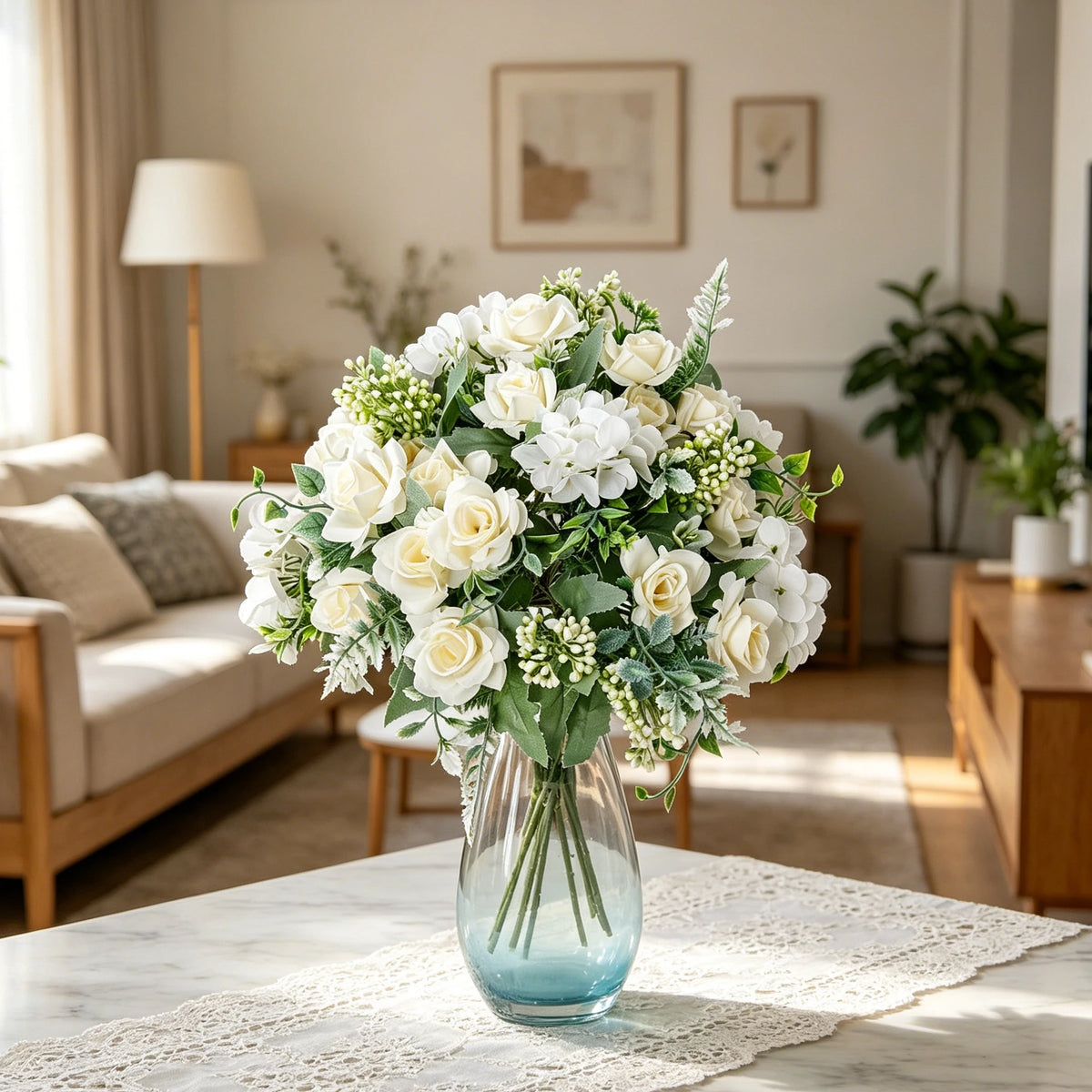 Silk Gardenia Hydrangea Artificial Flowers – Wedding & Home Décor Artificial Flower Bouquet Axl