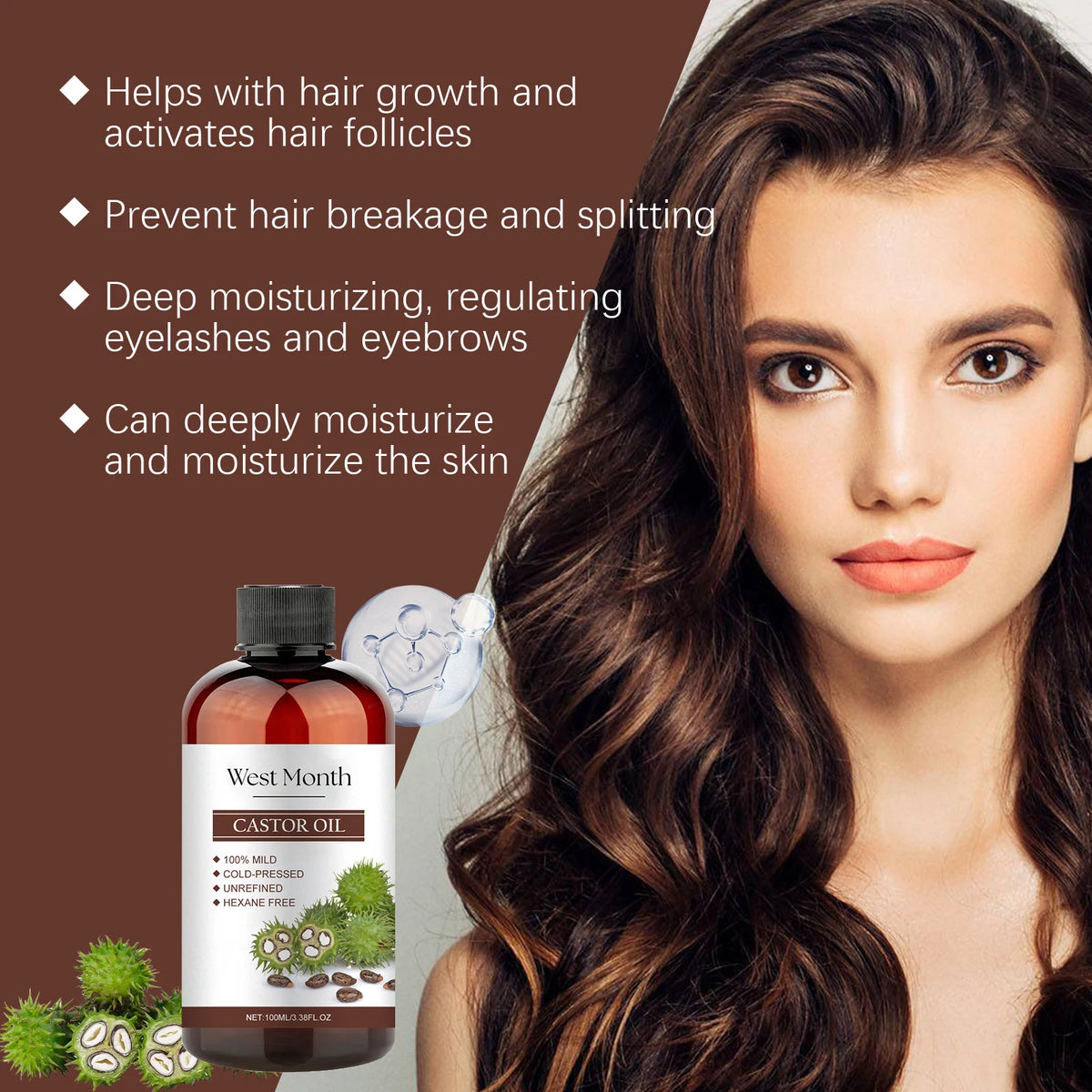 100ml Organic Castor Oil – Hair, Lash, Nail & Skin Care Oil Organic Beauty Oil Axl