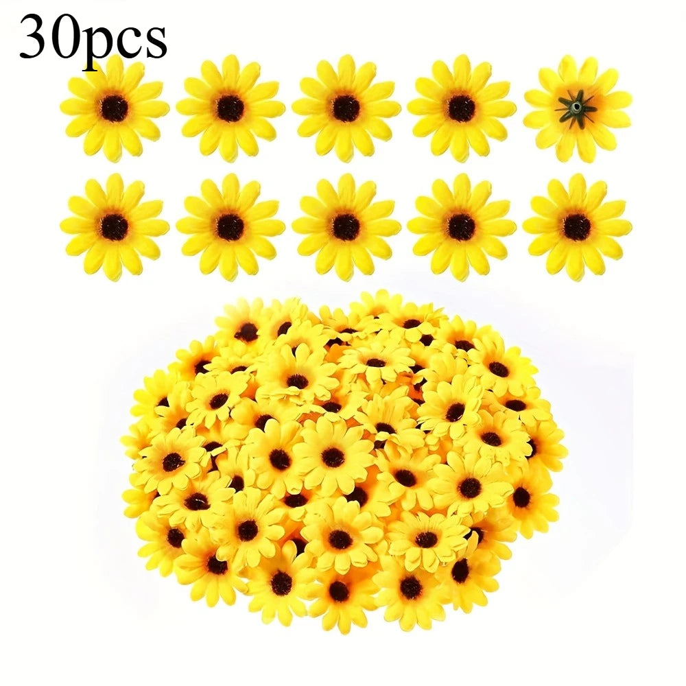 Artificial Sunflowers – Fabric Mini Fake Flowers for DIY Decor Artificial Flowers Axl 30pcs - Sunflower