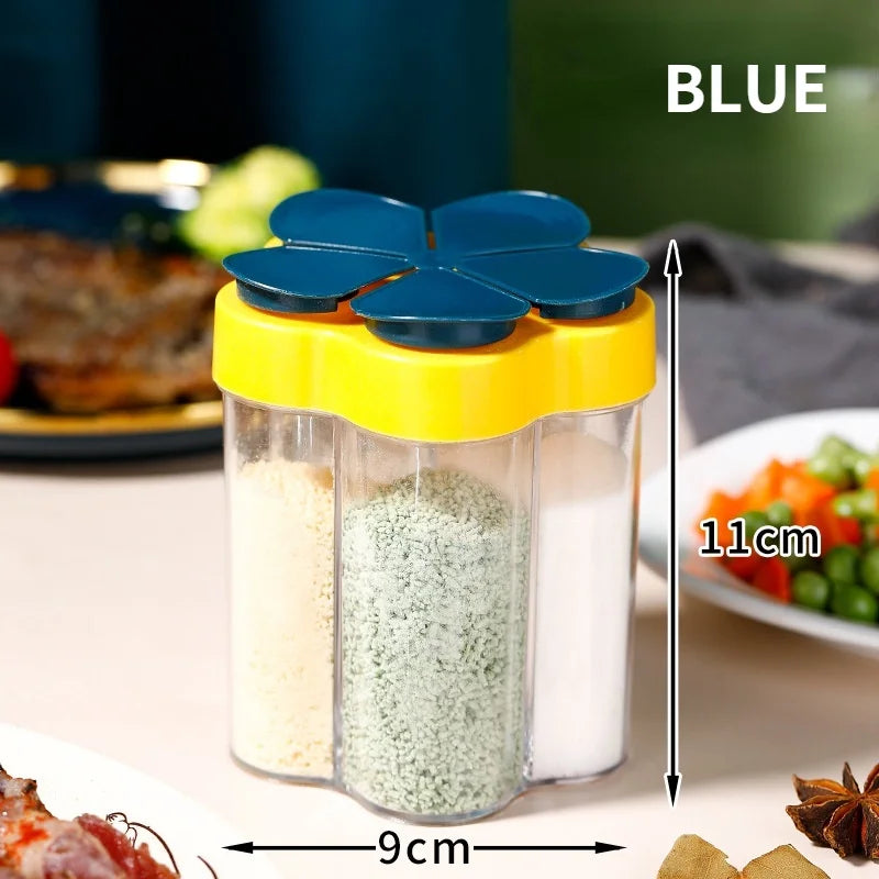 Plastic Spice Organizer – 5-Compartment Camping Seasoning Jar Spice Organizer Axl blue