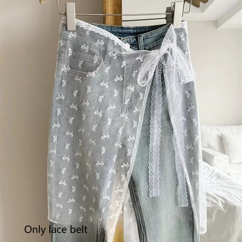 Korean Lace Trim Triangle Mini Skirt – Knit Layered Half Skirt Lace Mini Skirt Axl B-1pcs