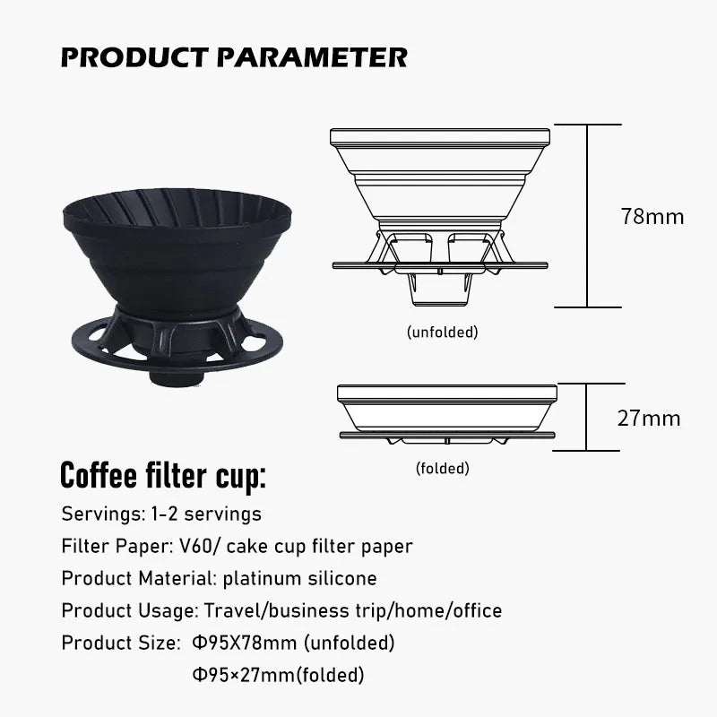 Foldable Silicone Coffee Filter – Reusable Pour Over Dripper Coffee Filter Dripper Axl