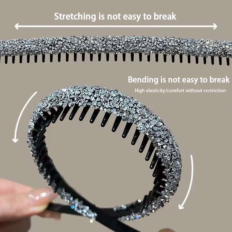 Rhinestone Non-Slip Toothed Headband – Shiny Hair Hoop Rhinestone Headband Axl