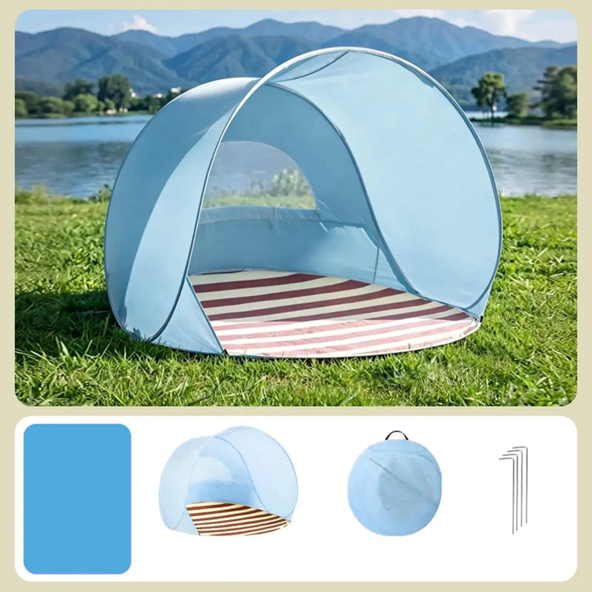 Pop-Up Beach Tent Sun Shelter – 2-4 Person Portable Shade Pop-Up Beach Tent Axl